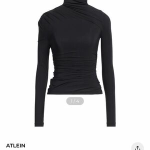 Black Asymmetric Turtleneck Long Sleeve Top